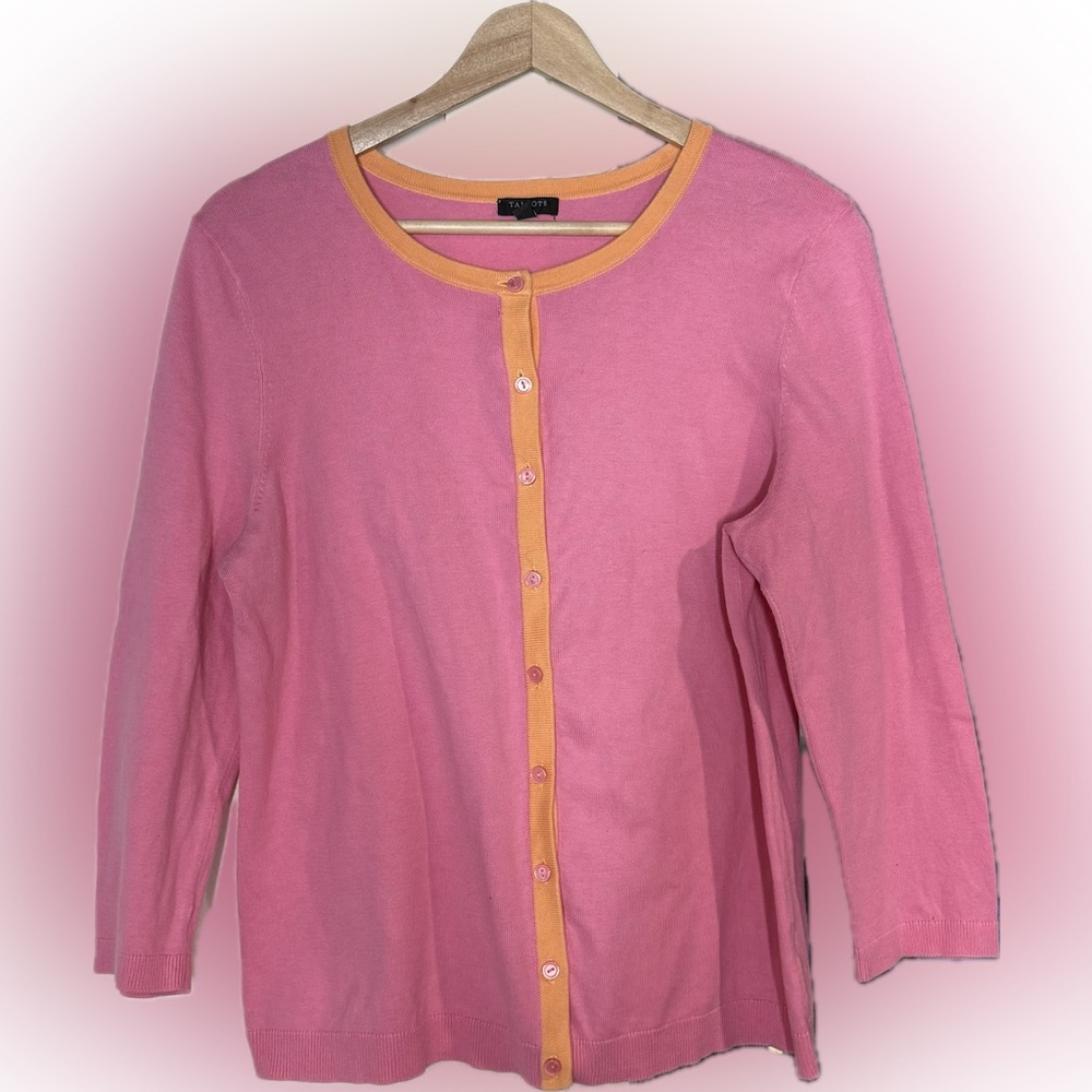 Talbots Lightweight Button Front Pink Cardigan Sw… - image 1